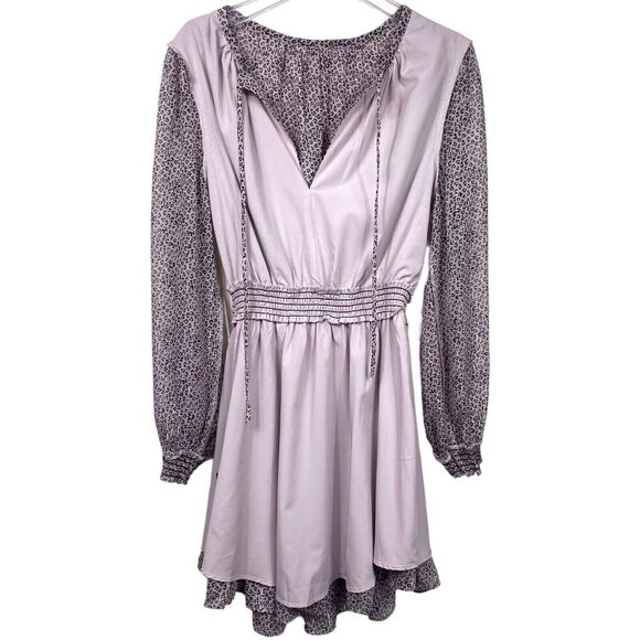 WAYF Laura Mini Dress Size Medium Animal Print Cheetah Stripe Long Sleeve EUC - Picture 11 of 15